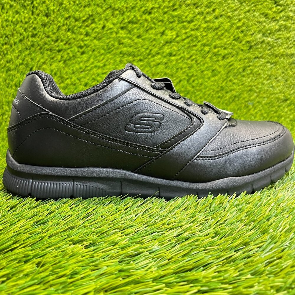 Skechers Nampa Wyola‎ Mens Size 8.5 Black Slip-Resistant Soft Toe Work Shoes